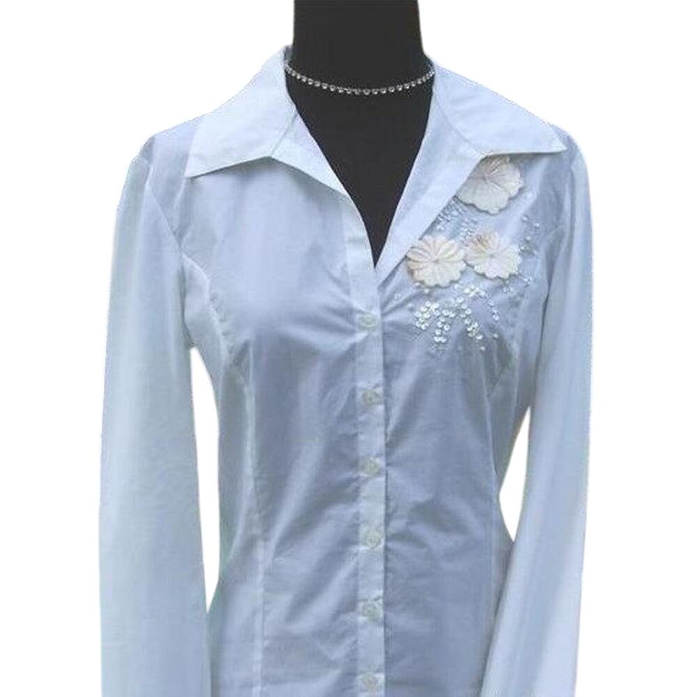 Cache Lillie Rubin Mother Of Pearl Sequin Embellished Top Stretch $128 NWT New